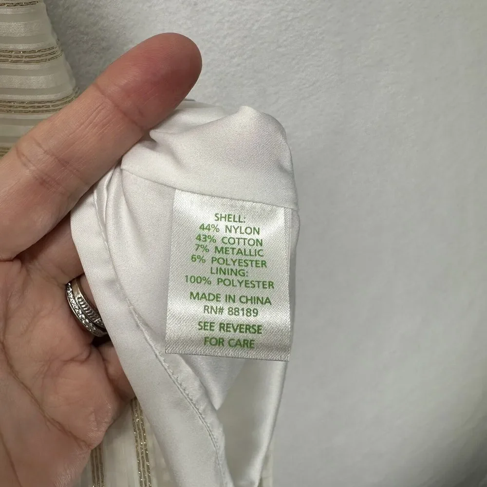 Lilly Pulitzer Henley Corded Organza Gold Stripe Knee Length Dress Size 8 - Picture 11 of 16